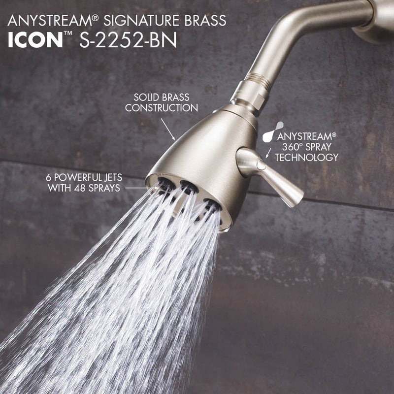 Speakman S-2252-BN Signature Brass Icon Anystream High Pressure Adjustable Shower Head, Brushed Nickel - Image 5